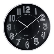 Relógio De Parede 30,5cm Por 4,5cm Quartz De Plástico Branco com Preto
